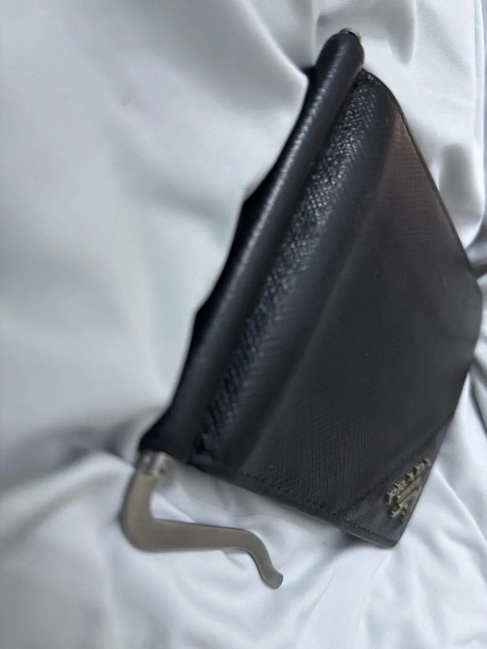 Authentic Prada Black Saffiano Leather Money Clip Card Holder